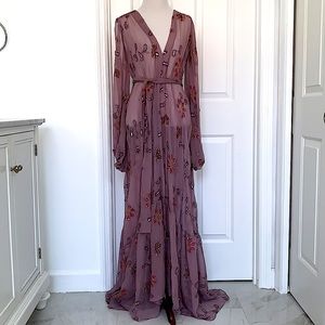 Michelle Farmer ‘Aliett’ Embroidered Chiffon Dress